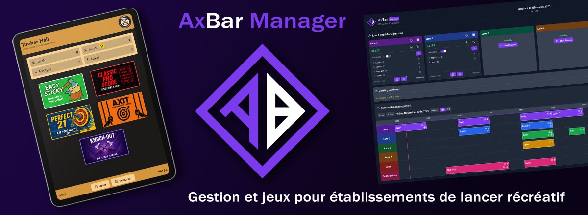 Logiciel de gestion et jeux pour établissement de lancer récréatif